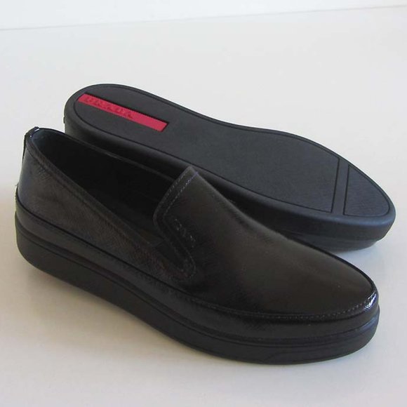 PRADA patent saffiano platform skate sneakers 35 / 5 US - Picture 2 of 8